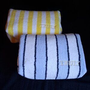 Truly Beauty Terry Cloth Makeup/Toiletries/Accessories Bags BOGO (2) Yellow/Blue
